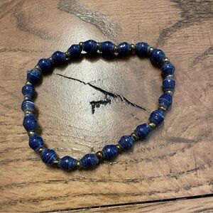 Indigo Handmade Paper Bead Bracelet